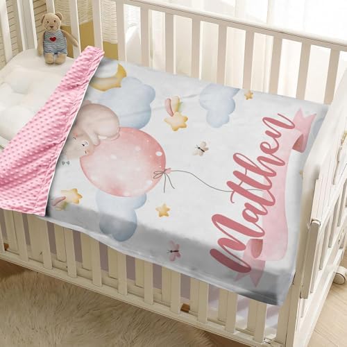 Personalized Baby Blanket with Name Lunar Bunny Design 1