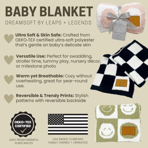 Smiley Face Baby Blanket with Lightning Bolt Eyes - Reversible 28x40 Inch