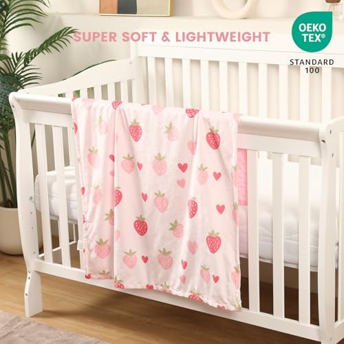 VivaCozy Baby Blanket with Strawberry Pink Design