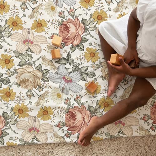 Retro Boho Peony Floral Mink Baby Blanket with Dotted Backing
