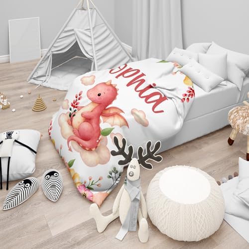 Zocoshi Personalized Pink Dragon Baby Blanket