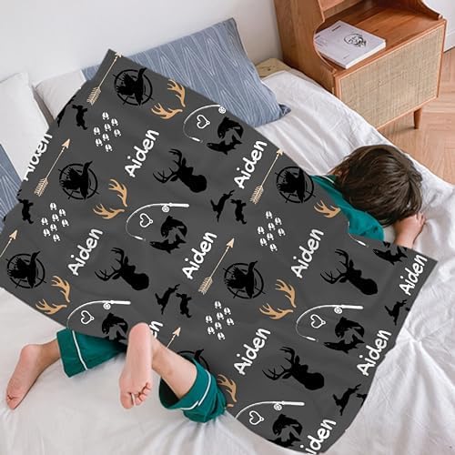 Customized Deer Duck Fish Woodland Baby Blanket 30x40