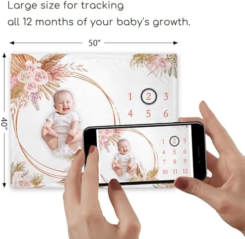Yuzioey Boho Floral Baby Growth Blanket 50x40