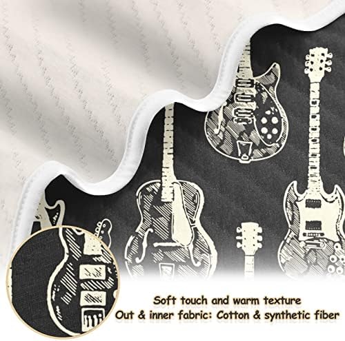 Pigsaly White Black Electric Guitar Baby Blanket 30x40