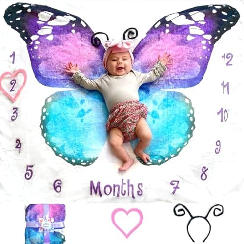 Evovee Baby Milestone Blanket Butterfly Design
