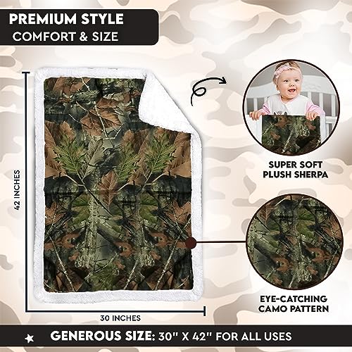 TrailCrest Baby Camo Swaddle Blanket with Sherpa Lining 1