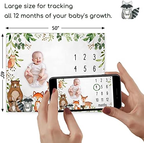 RICEFINE Woodland Baby Milestone Blanket 50x40