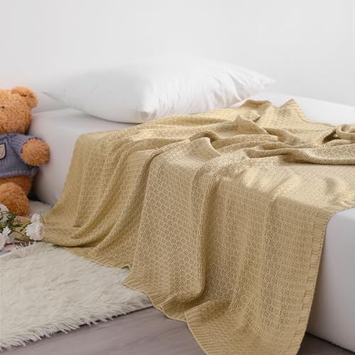 NTBAY Bamboo-Derived Rayon Toddler Blanket - Khaki 30x40 Inches