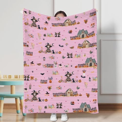 Hwmmbh Fall Farm Witch Cats Baby Blanket for Boy Girl