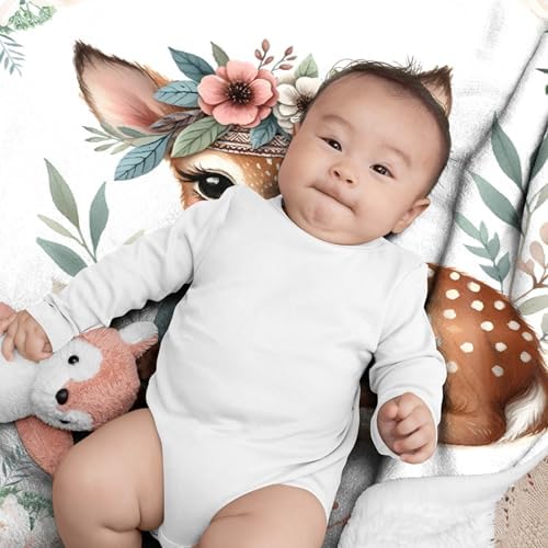 Aniruddha Personalized Deer Baby Blanket Toddler Size 30x40
