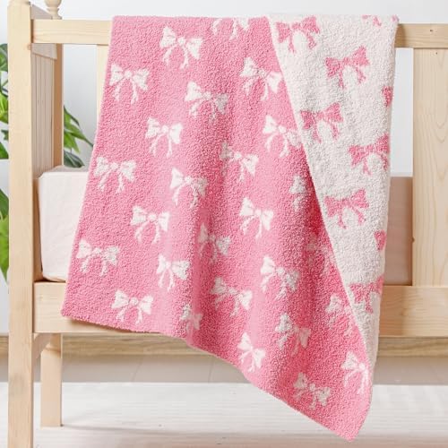 30x40 Pink Bow Microfiber Baby Blanket