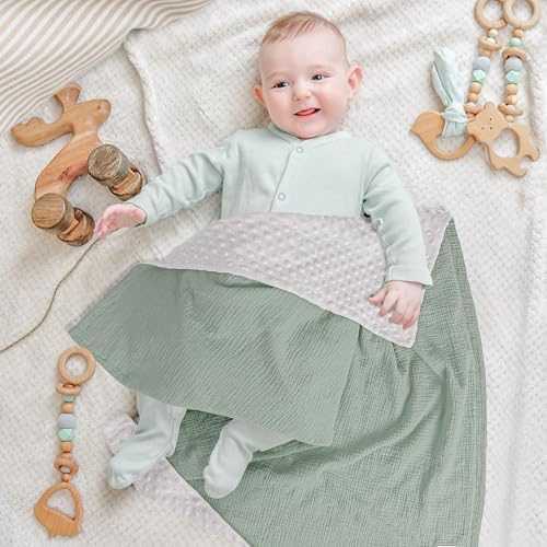 Bearmoss Baby Blanket - Soft Cozy 30x40 Inch Sage Green