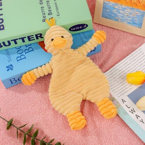Apricot Lamb Corduroy Duck Lovey Security Blanket for Babies