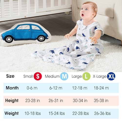 Davids Kids Dinosaur Muslin Sleep Sack 6-12 Months 2 Pack 1