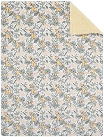 Disney Lion King Simba Jungle Leaves Baby Blanket with Sherpa Back