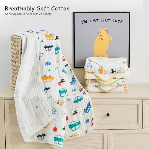 ROSE FEATHER 6-Layer Muslin Baby Blanket Cozy Swaddle 43x43 Inch