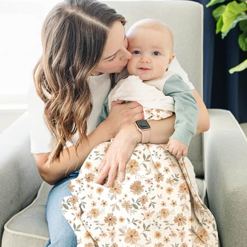 Konssy Soft Baby Blanket with Muslin Cotton Front and Dotted Fleece Back