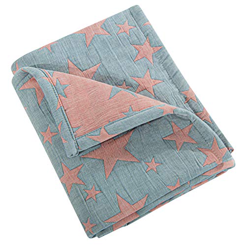 NTBAY 3 Layer Toddler Blanket - Red Blue Star Design