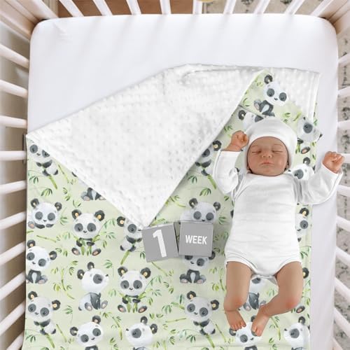 Cute Panda Bear Mink Baby Blanket with Dotted Backing 1