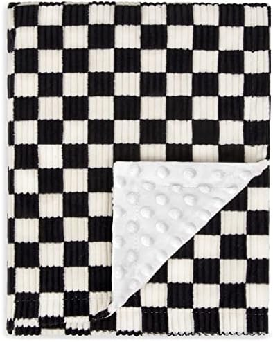 BEILIMU Baby Blanket for Boys Corduroy Gingham 30x40 Inch