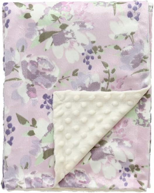 CREVENT Baby Girls Blanket - Soft Minky 30x40 Inches Lavender Grapes