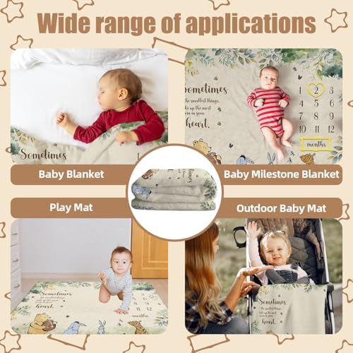 Winnie The Pooh Baby Milestone Blanket with 8pcs Cardstock