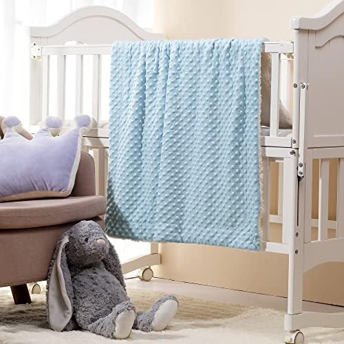 CREVENT Cozy Soft Sherpa Baby Blanket 30x40 Blue Dot