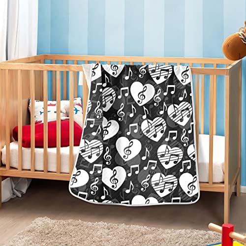 Love Music Notes Baby Blanket 30x40in Crib Stroller Blanket