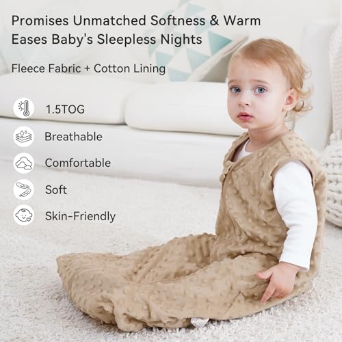 Unnivoll Fleece Sleep Sack 0-6 Months with Plush Dots 15 Tog