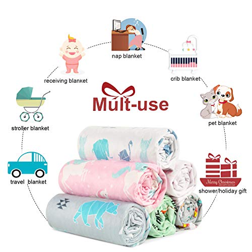 BORITAR Unicorn Baby Blanket Soft Minky Double Layer 30x40 Pink
