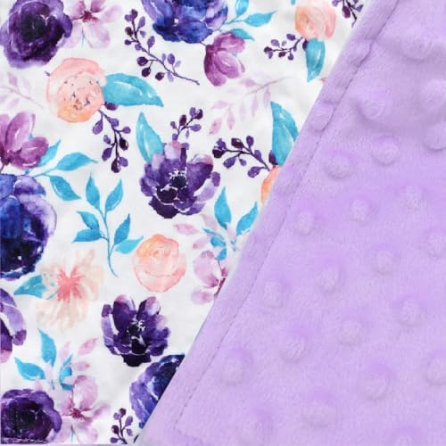 Yufiova Soft Plush Baby Blanket with Floral Print and Raised Dots