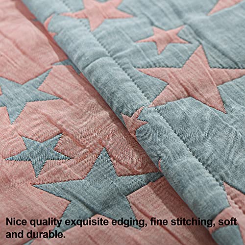 NTBAY 3 Layer Toddler Blanket - Red Blue Star Design