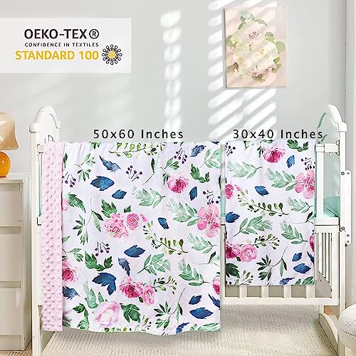 HOMRITAR Baby Blanket for Girls Super Soft Double Layer Minky