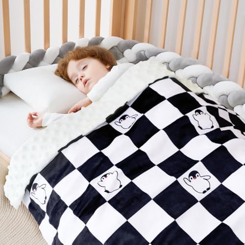 BEILIMU Checkered Baby Blanket with Dotted Backing