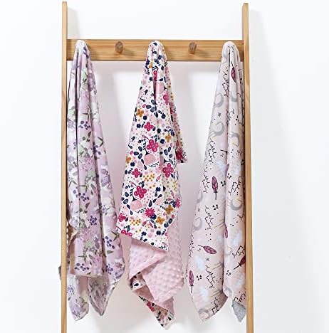 CREVENT Baby Girls Blanket - Soft Minky 30x40 Inches Lavender Grapes