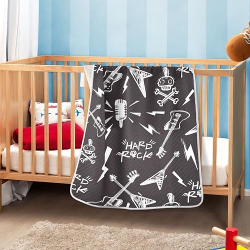 Pigsaly Rock Roll Lightnings Skull Baby Blanket 30x40in