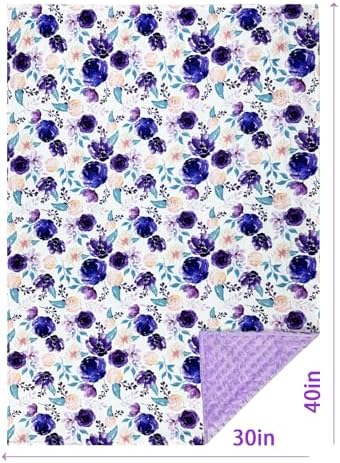 Yufiova Soft Plush Baby Blanket with Floral Print and Raised Dots