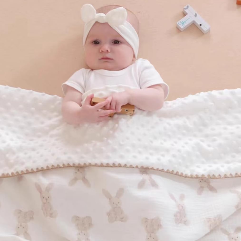 Gunnaicat 40x40 Baby Blanket Double Layer with Dotted Backing