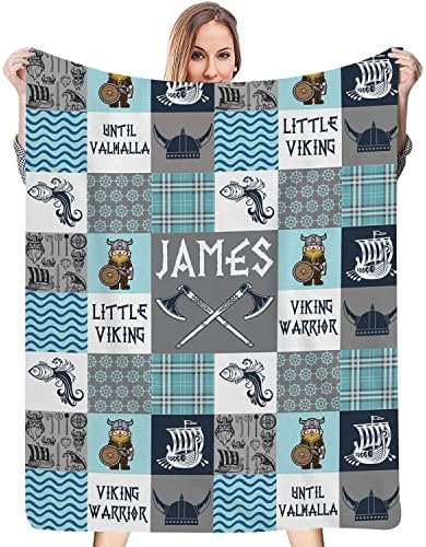 Personalized Vikings Baby Blanket with Dragon and Ship Design