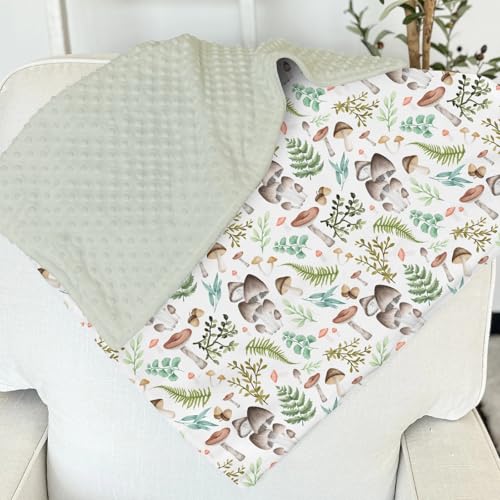 Mushroom Forest Baby Blanket with Dotted Backing 1