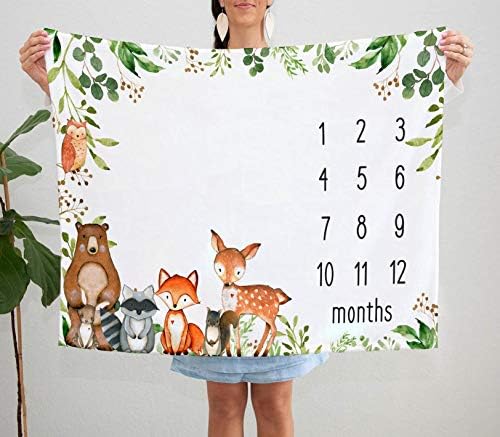 RICEFINE Woodland Baby Milestone Blanket 50x40