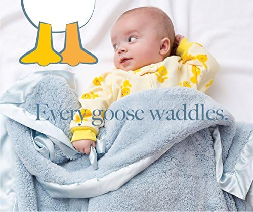 GooseWaddle Satin Trim Baby Blanket 29x35 Inches Blue