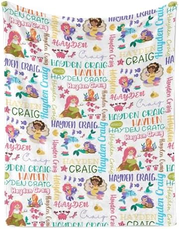 Personalized Baby Name Blanket with Mermaid Design