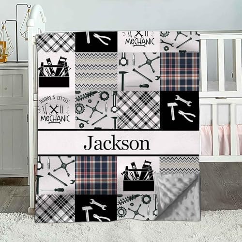 Custom Name Baby Blanket Soft Minky Dot Design