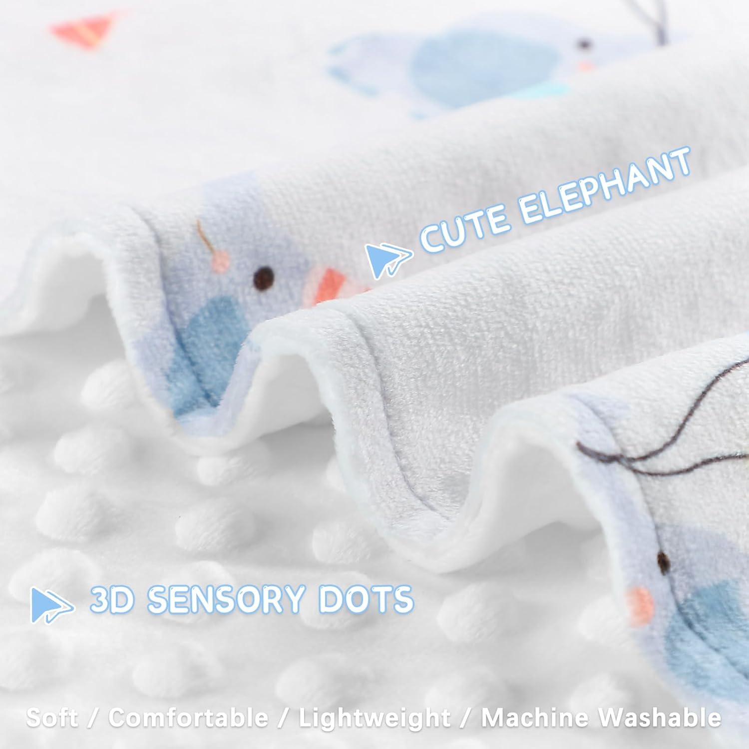 Soft Plush Baby Blanket 30x40 Grey with White Dotted Backing