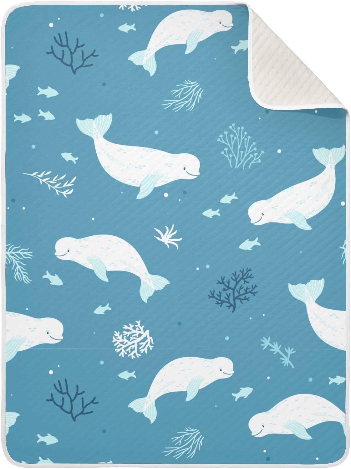 Pigsaly Beluga Whale Baby Blanket 30x40 Inches