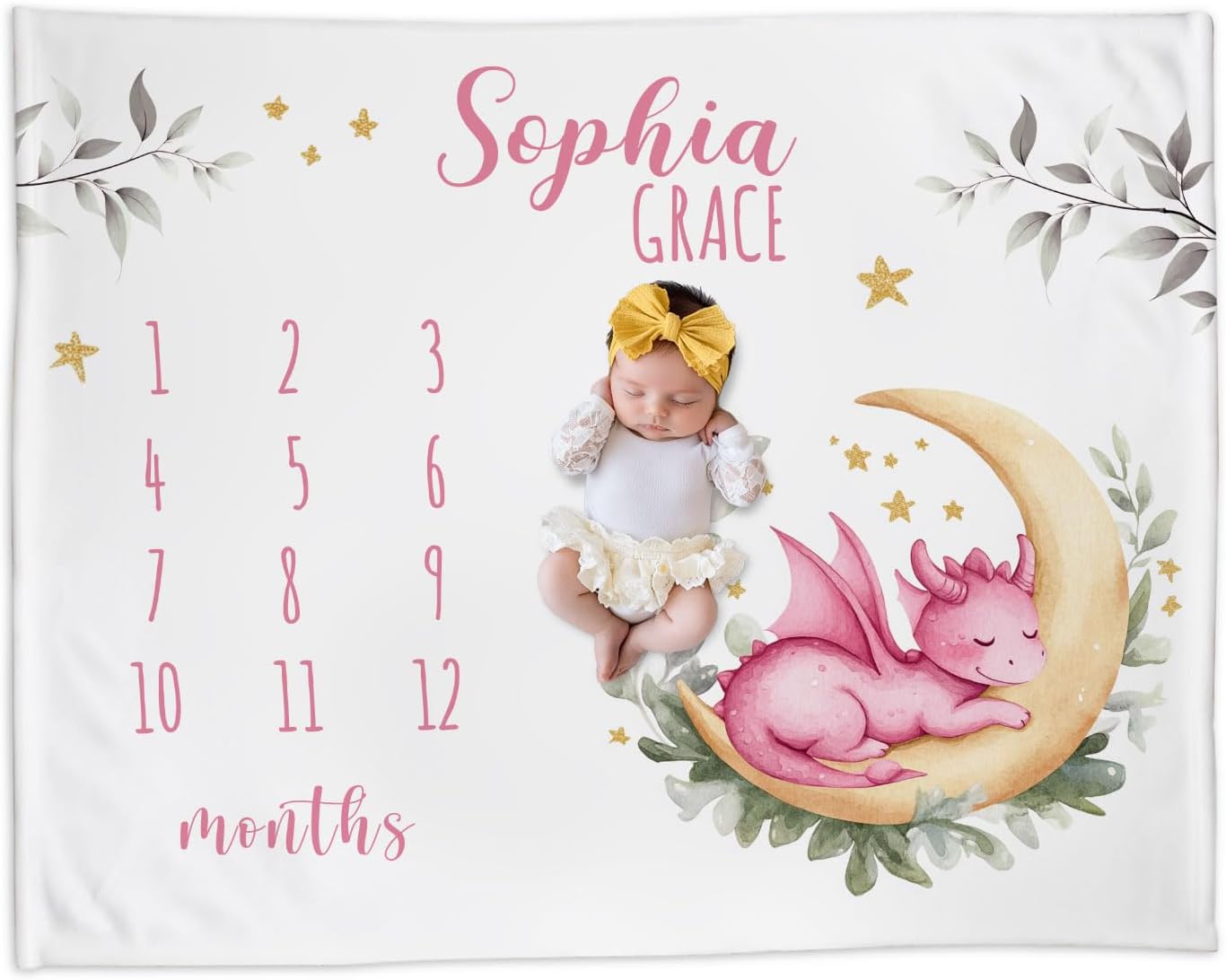 Personalized Baby Milestone Blanket for Girls with Name