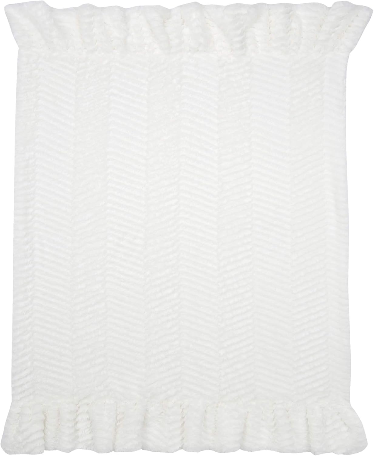 Lambs Ivy White Ruffled Chevron Baby Blanket 1