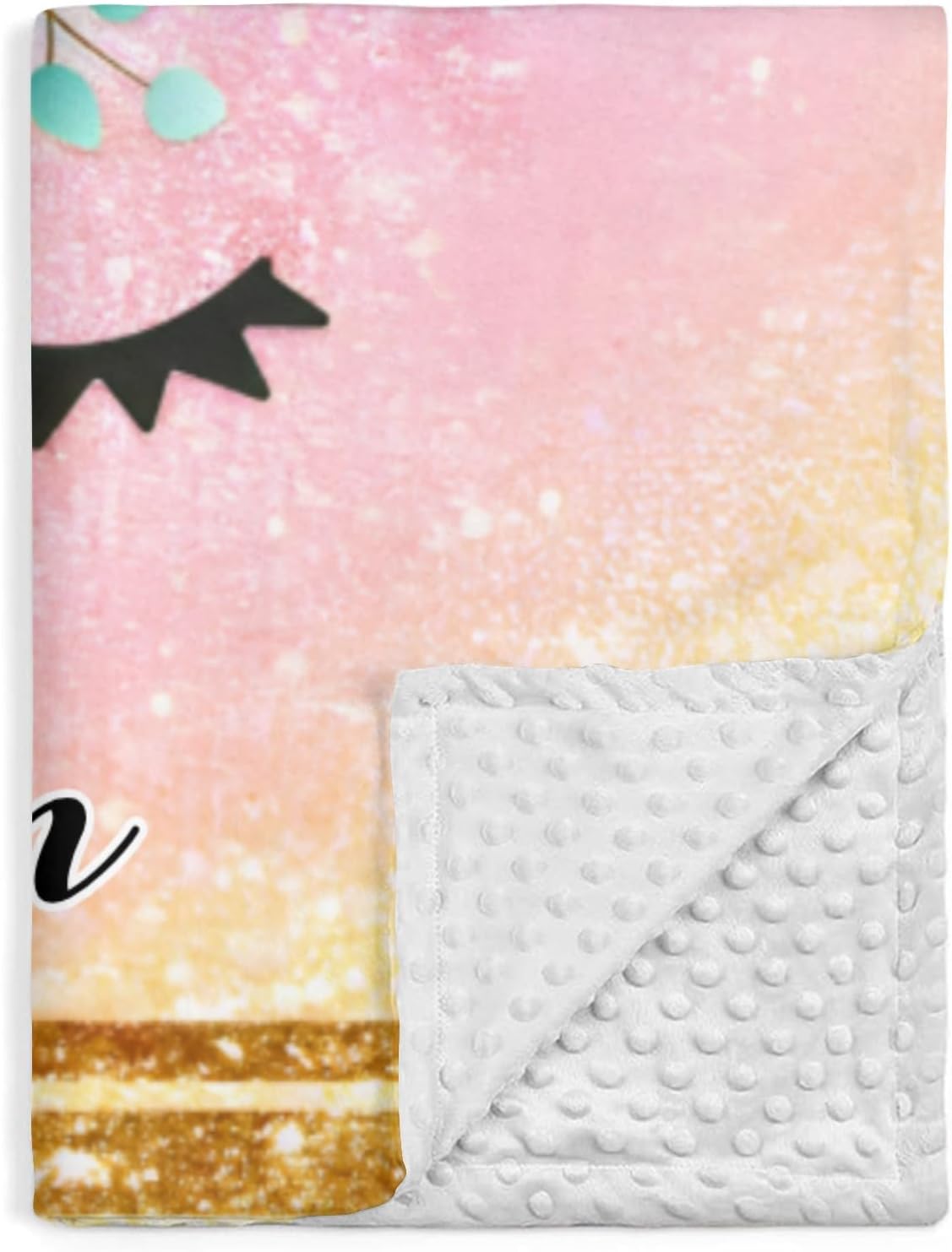Personalized Baby Blanket with Name - Unicorn Rainbow Design