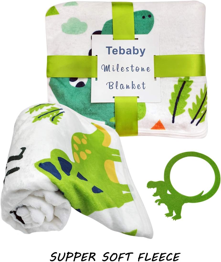 Tebaby Baby Milestone Blanket Dinosaur Neutral